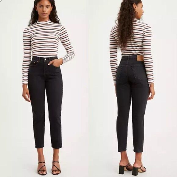 Levi's Denim - LEVIS Wedgie Distressed Denim Jeans Wild Bunch Black High Rise Premium Vtg Wash